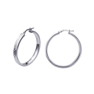 Stering Silver Italian Flat Faceted Hoop Earrings - Karlen Designs 