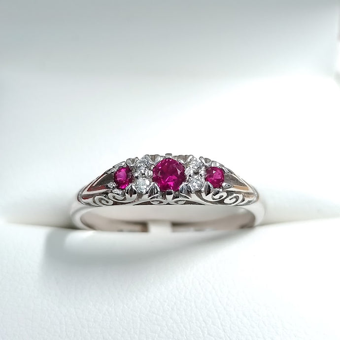 9ct white gold Ruby & Diamond Ring - Karlen Designs 