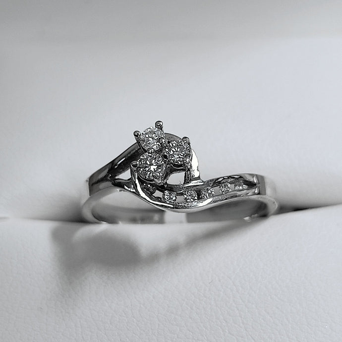 9ct white gold Diamond Ring 3 claw set diamonds - Karlen Designs 