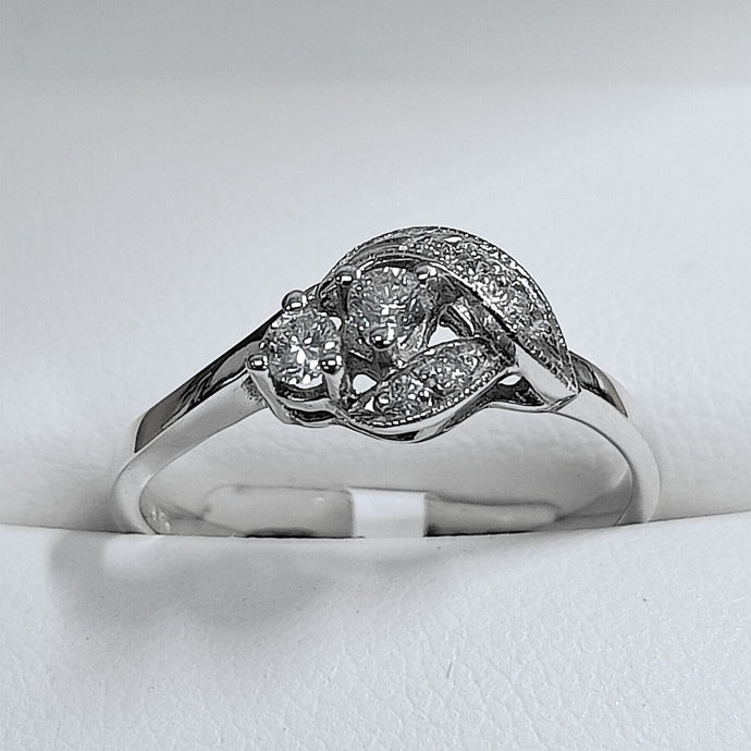 9ct white gold Diamond Ring 2 claw set diamonds - Karlen Designs 