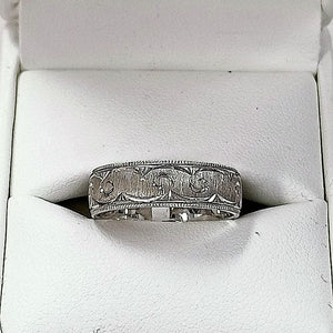 Sterling Silver Patterned Ladies Wedding Ring - Karlen Designs 