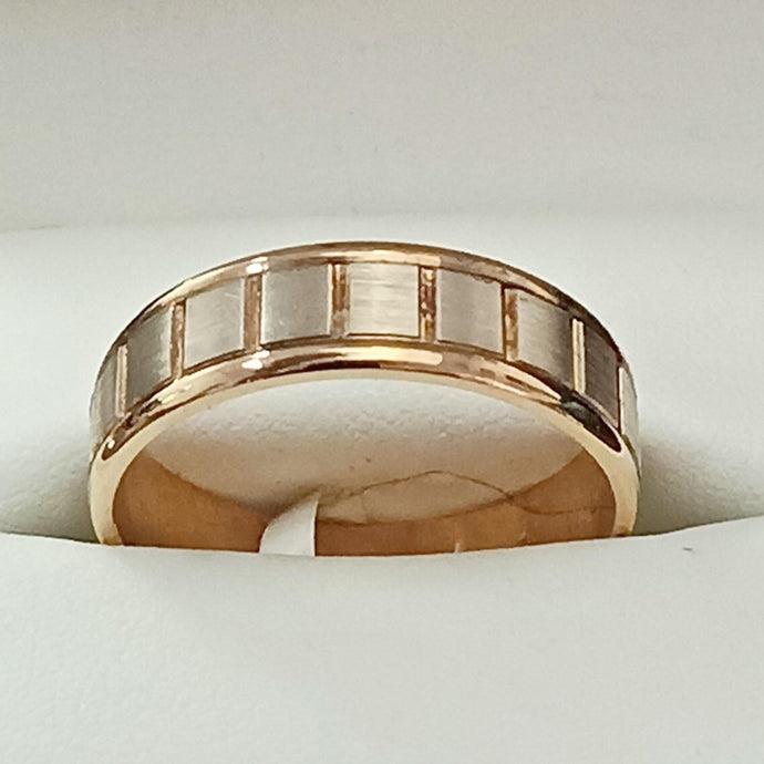 9ct Gents Patterned Wedding Ring - Karlen Designs 
