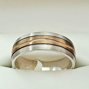 9ct Gents Tri Colour Wedding Ring - Karlen Designs 