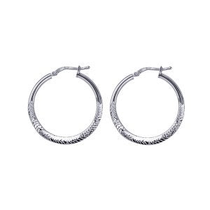Silver Italian Graduating Faceted Hoop Earrings - Karlen Designs 