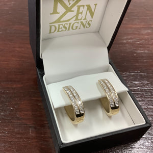 9ct gold 1 carat Diamond Huggie Earrings - Karlen Designs 