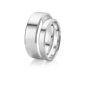 Sterling Silver 3.5mm flat Bevelled Edge Ladies Wedding Ring - Karlen Designs 