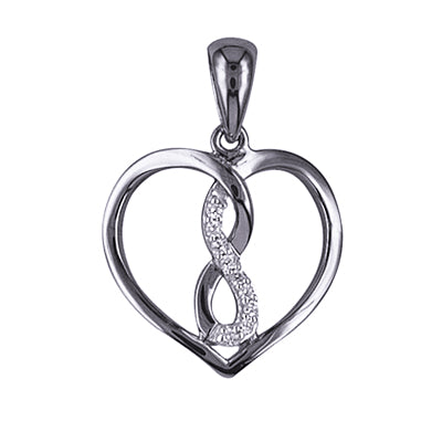 Silver White Cubic Zirconia Heart Infinity Pendant & Chain - Karlen Designs 