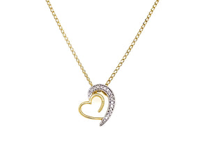9ct YG Heart Diamond Pendant with Chain - Karlen Designs 