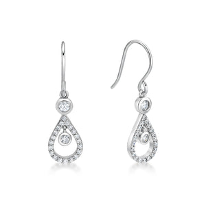 Sterling Silver Pear shape Cubic zirconia Swing Earrings - Karlen Designs 