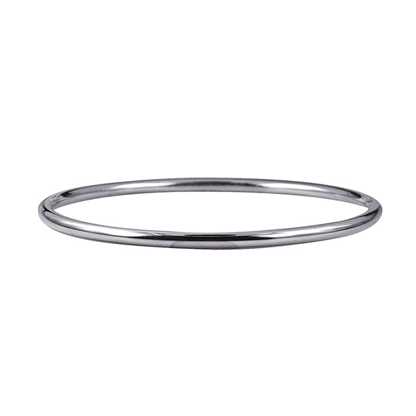 Silver 3mm Plain Solid Round Bangle 64cm - Karlen Designs 