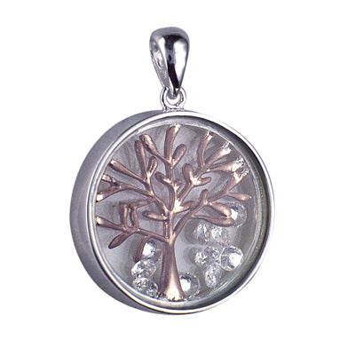 Sterling Silver 17mm Glass Enclosed 'Tree of Life' with Floating CZs - Karlen Designs 