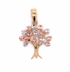 9ct three tone Tree of Life Pendant and chain - Karlen Designs 