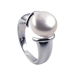 Sterling Silver Button Pearl Ring - Karlen Designs 