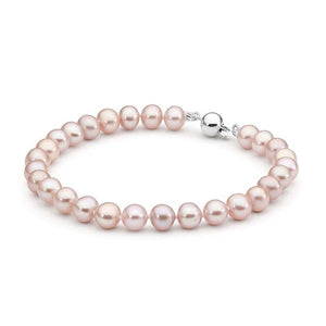 Silver Round Classic Freshwater Pink Pearl Bracelet - Karlen Designs 