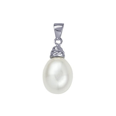 Silver Elegant Freshwater Cultured Pearl Pendant and Chain - Karlen Designs 