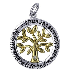 Silver & Gold Plate Round 'Tree of Life' Pendant and Chain - Karlen Designs 
