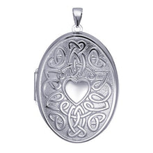 Silver Heart Celtic Design 6 Photo Oval Locket and Chain - Karlen Designs 