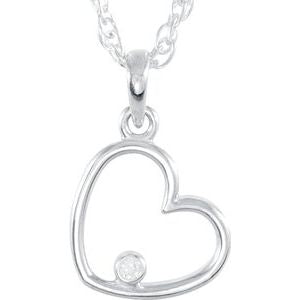 Sterling Silver Diamond Heart & Necklace - Karlen Designs 