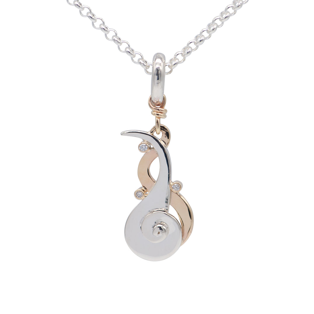9ct Gold and Silver Diamond Pendant & Chain - Karlen Designs 