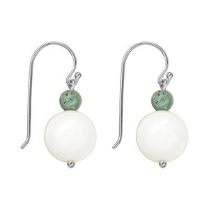 Silver Turquoise and White Agate Earrings - Karlen Designs 