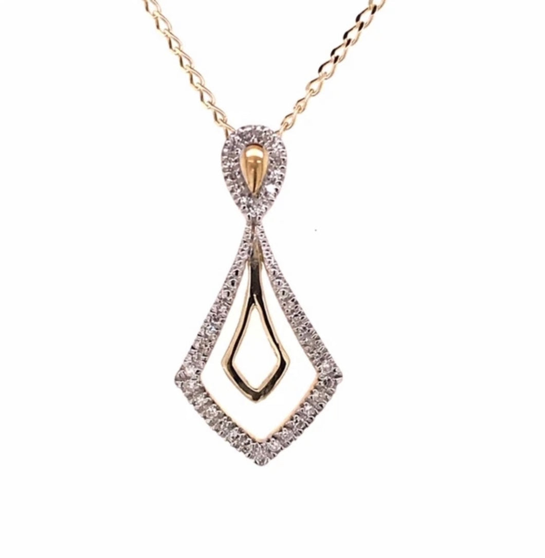 9ct yellow gold diamond pendant and chain - Karlen Designs 
