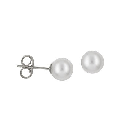 Sterling Silver 6mm Freshwater Cultured Pearl Stud Earrings - Karlen Designs 