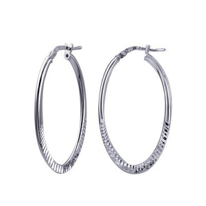 Sterling Silver Italian Graduating Faceted Oval Hoop Earrings - Karlen Designs 