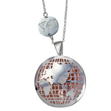Silver & Pink gold-plated Italian Reversible Cut Out World Pendant - Karlen Designs 