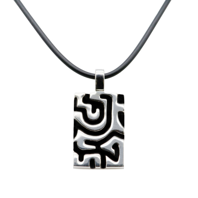 Sterling Silver Black Inlay Handmade Pendant - Karlen Designs 