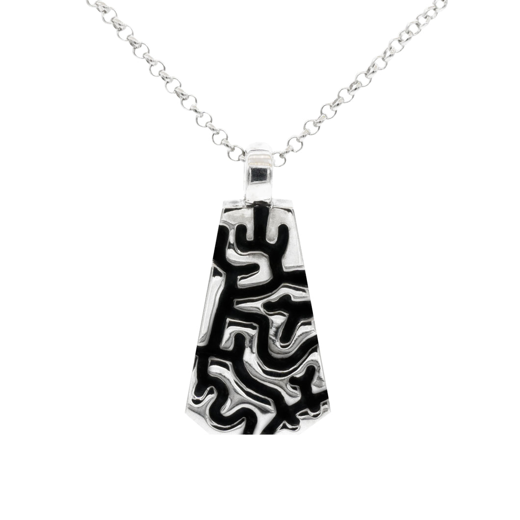 Sterling Silver Black Inlay Handmade Pendant & Chain - Karlen Designs 