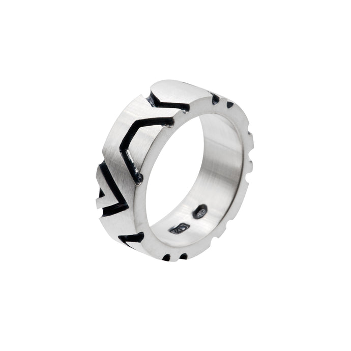 Silver and Black Inlay Band - Karlen Designs 
