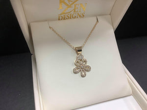 9ct gold Diamond Flower Pendant - Karlen Designs 