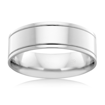 Sterling Silver 5mm line edge Wedding Ring - Karlen Designs 