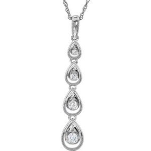 Silver Cubic Zirconia Graduated Teardrop 18" Necklace - Karlen Designs 