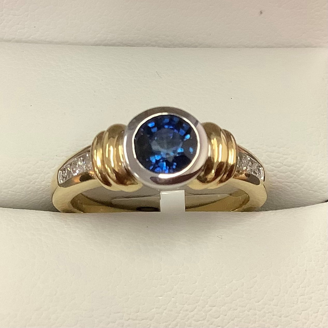 18ct gold Australian Sapphire and Diamond Ring - Karlen Designs 